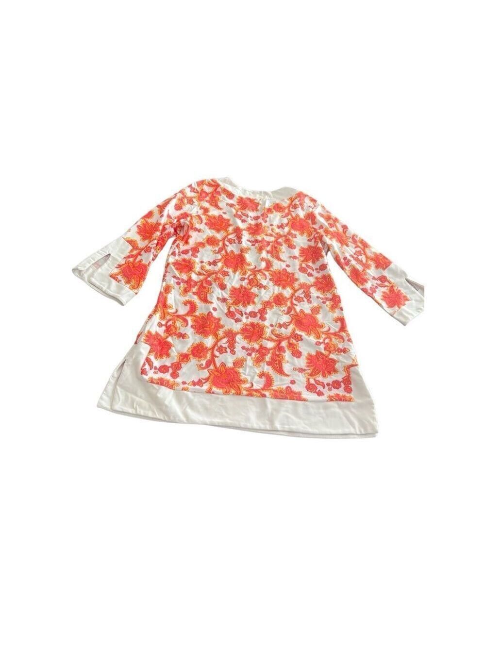 Cabana Life Coral Print Shift Dress Cover Up size L